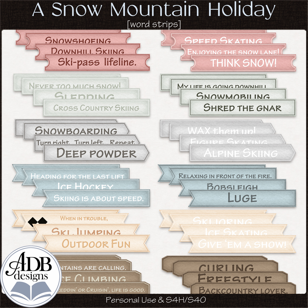 A Snow Mountain Holiday Word Strips by ADB Designs