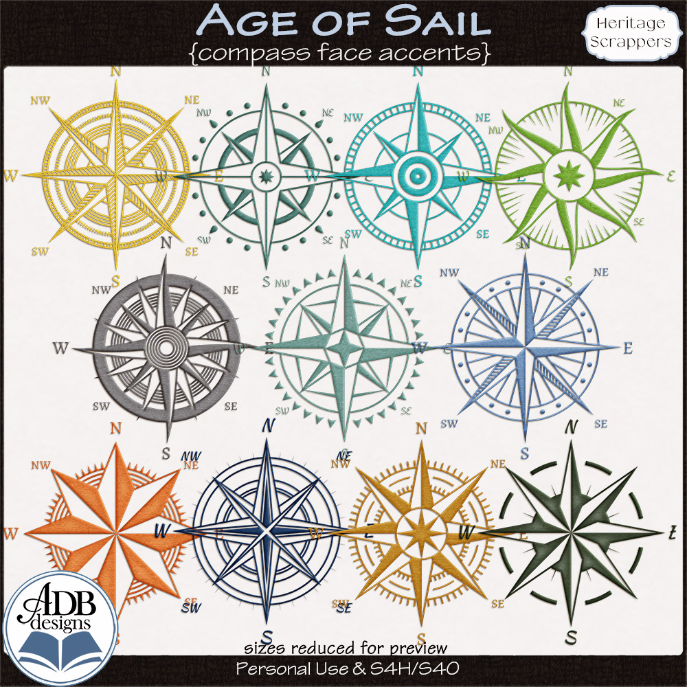 Age of Sail Compass Face Accents by ADB Designs