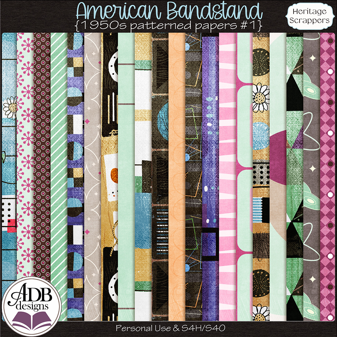 American Bandstand Pattern Papers Set 1 by ADB Designs