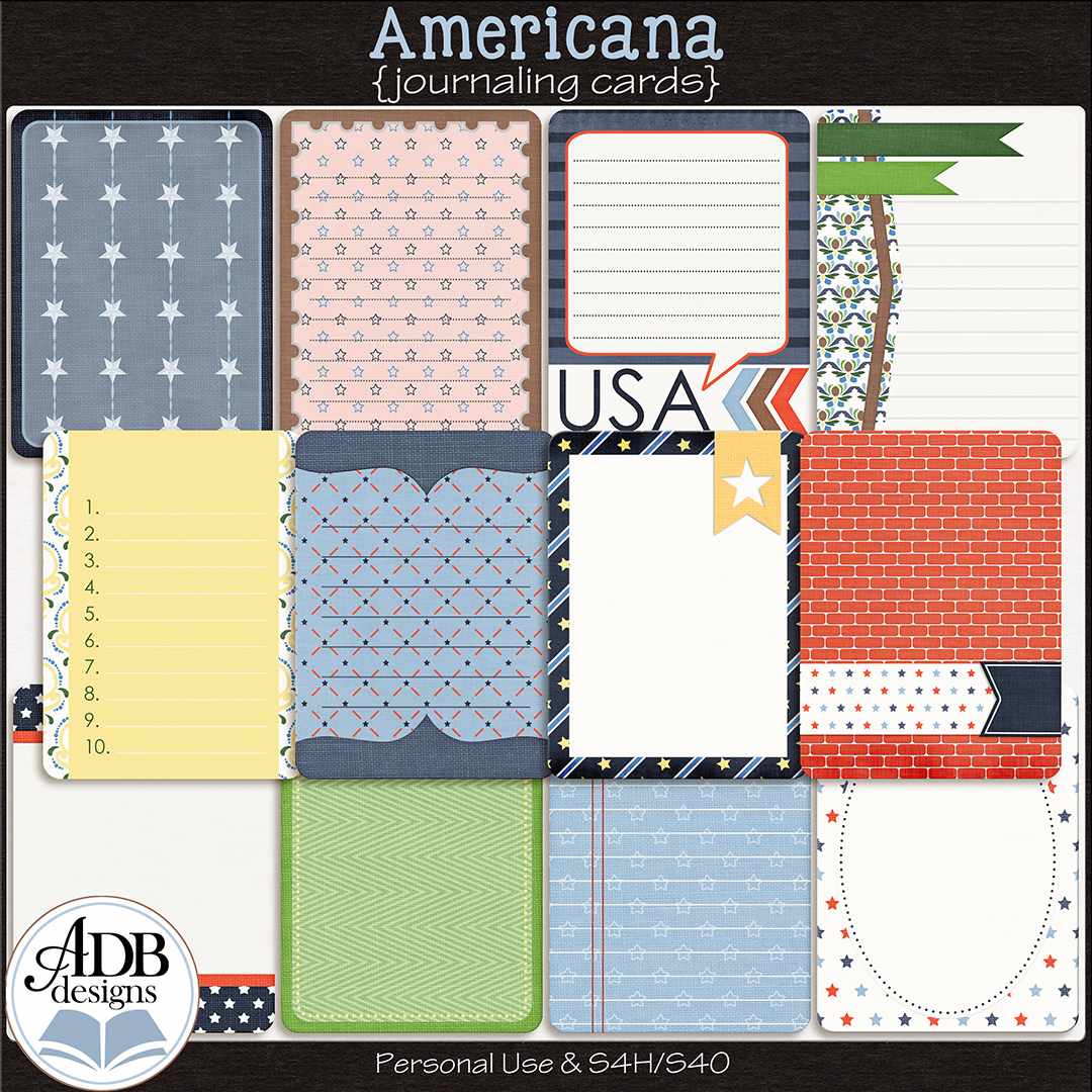 Americana Journal Cards by ADB Designs