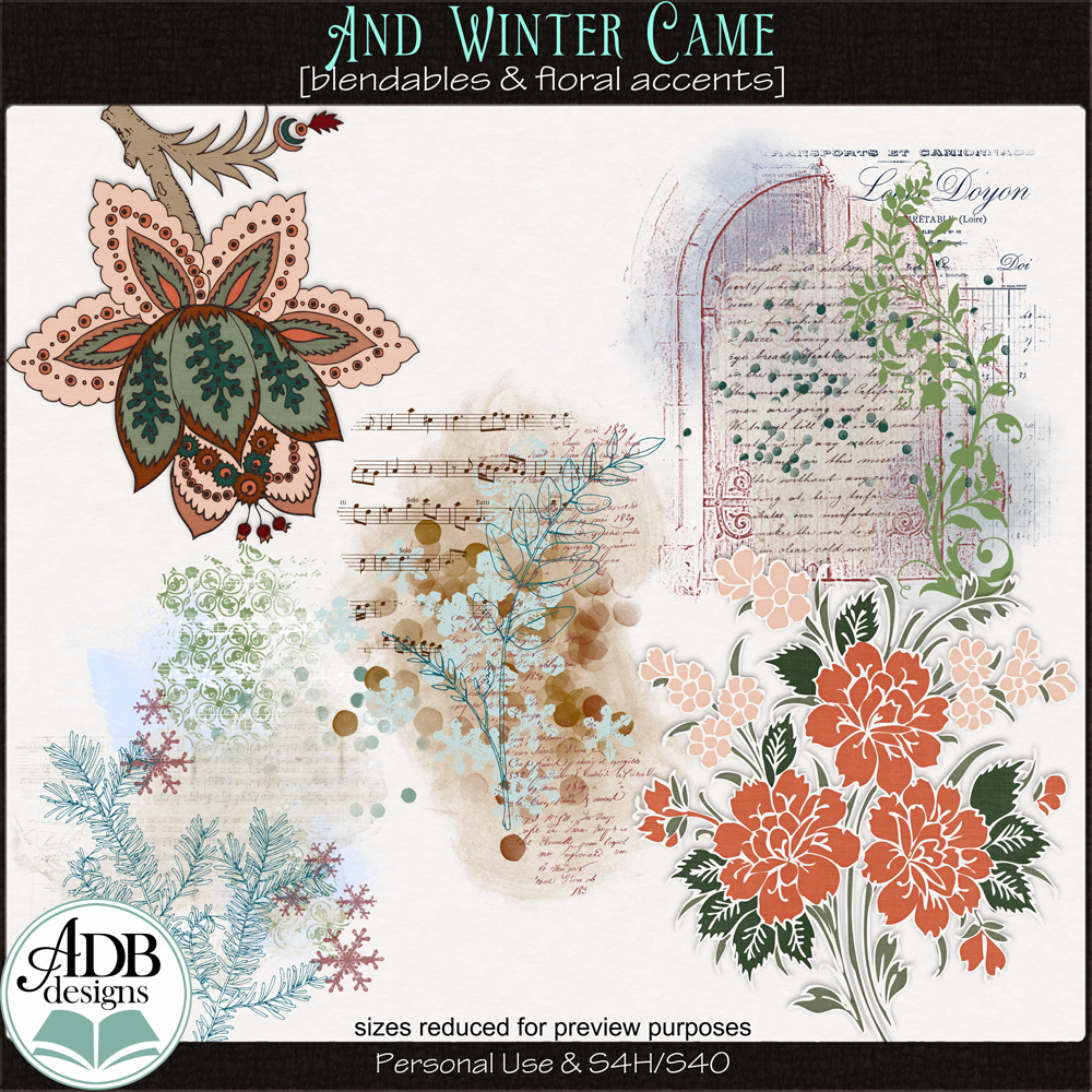 And Winter Came Floral Accents & Blendables by ADB Designs