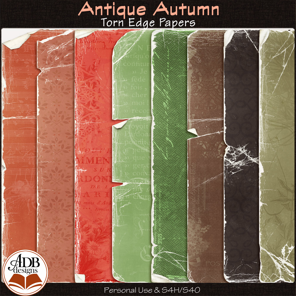 Antique Autumn Worn Papers by ADB Designs