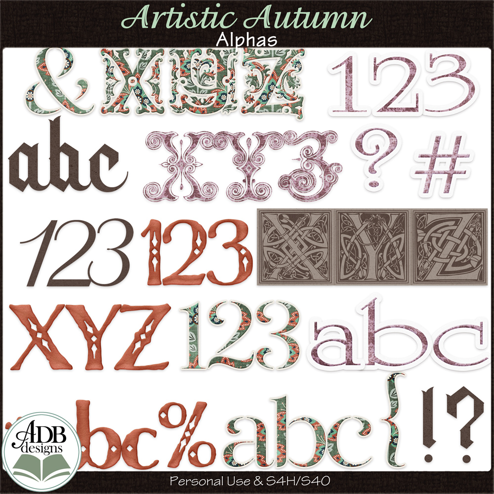 Artistic Autumn Alphas by ADB Designs