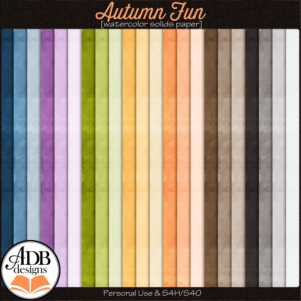 Autumn Fun Watercolor Solid Papers by ADB Designs