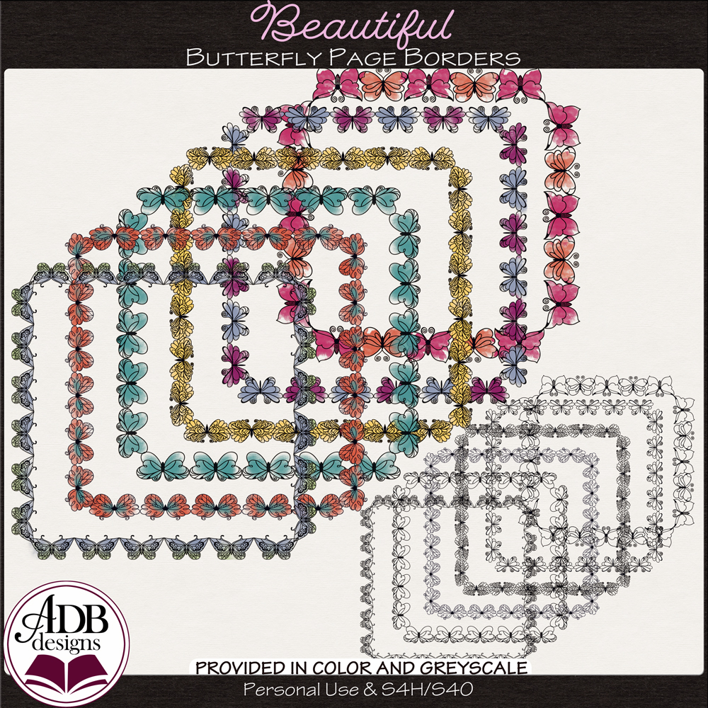 Beautiful Butterfly Page Borders by ADB Designs