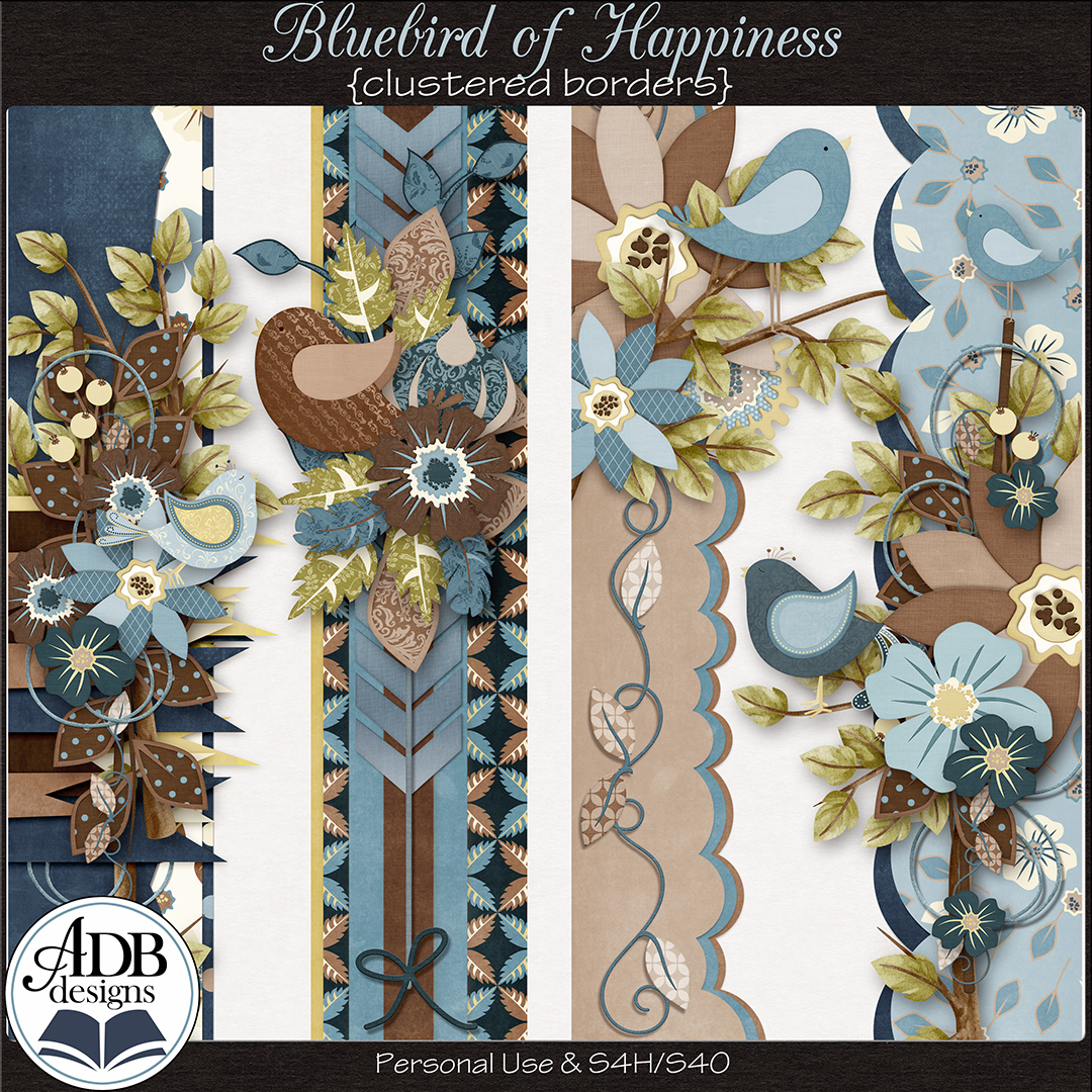 Bluebird of Happiness Cluster Borders by ADB Designs