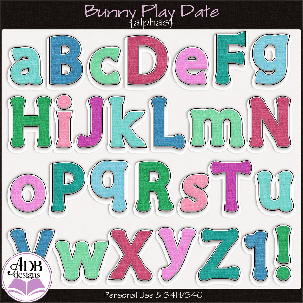 Bunny Play Date Alphas by ADB Designs