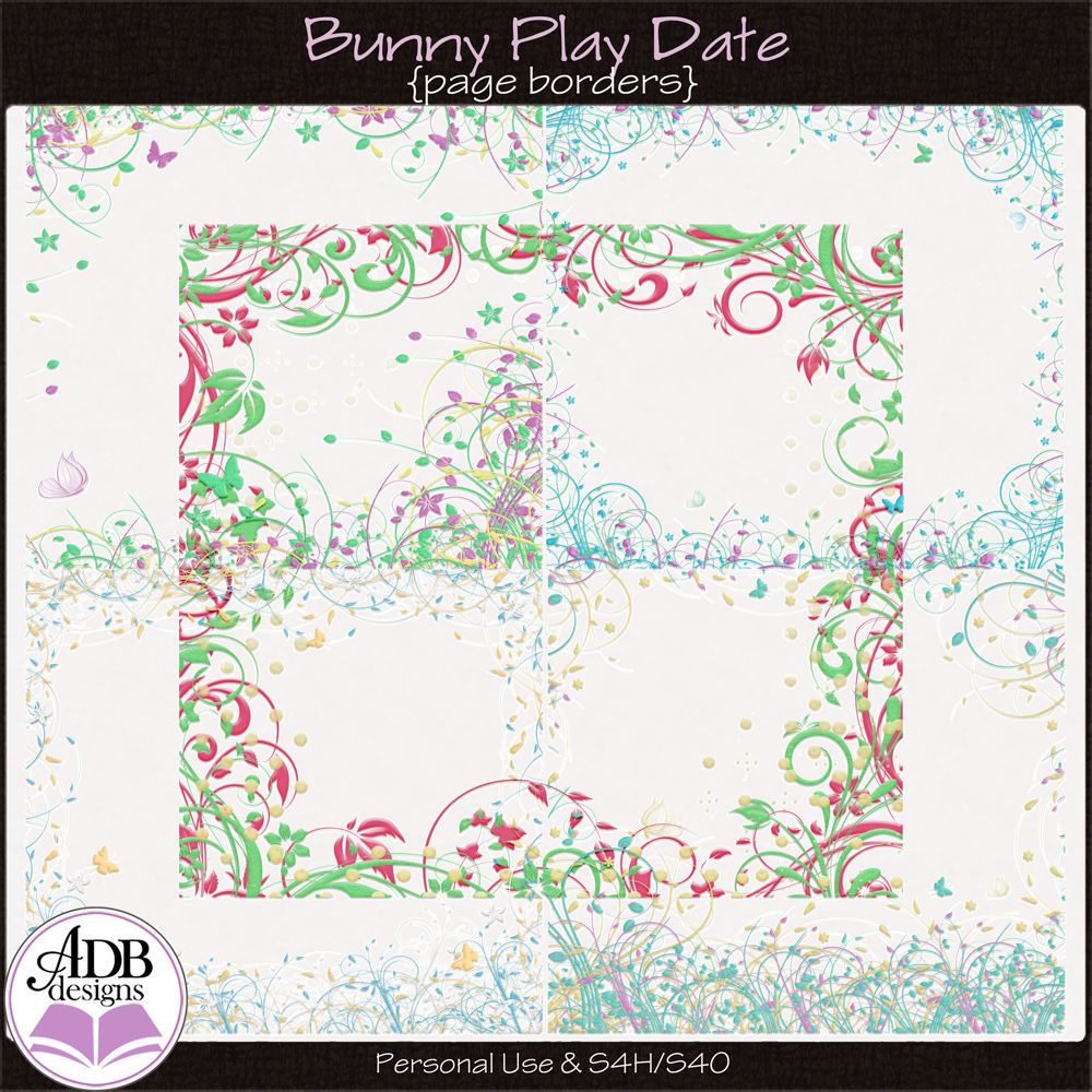 Bunny Play Date Page Borders by ADB Designs