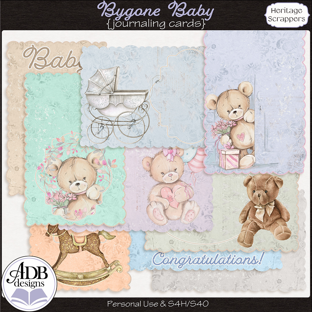 Bygone Baby Journal Cards by ADB Designs