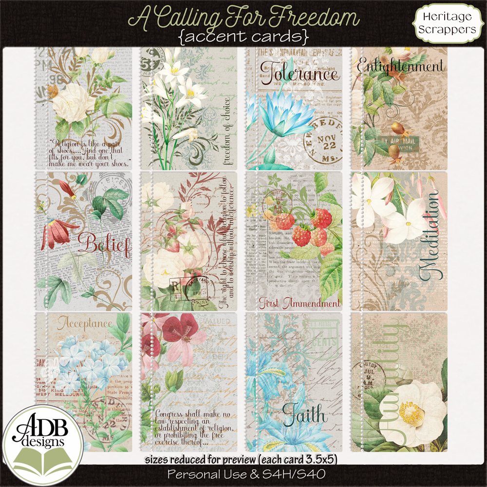 A Calling For Freedom Journal Cards by ADB Designs