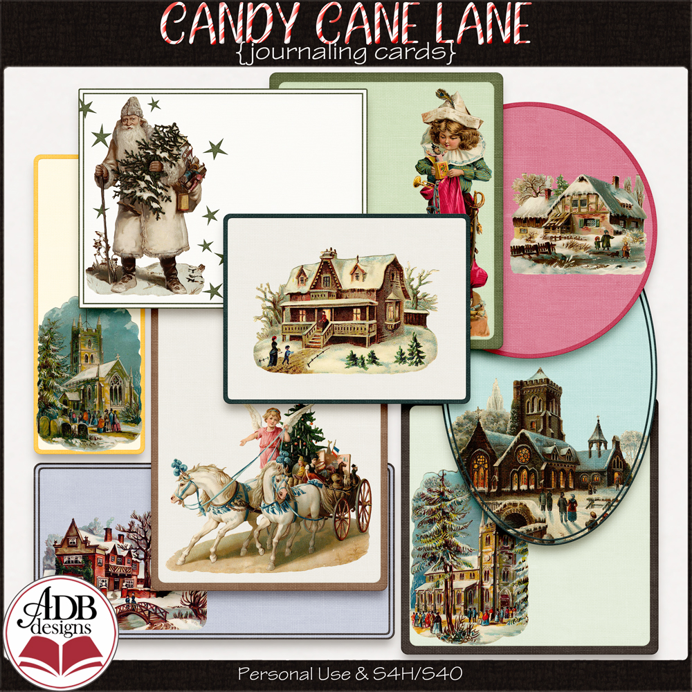 Candy Cane Lane Journal Cards by ADB Designs