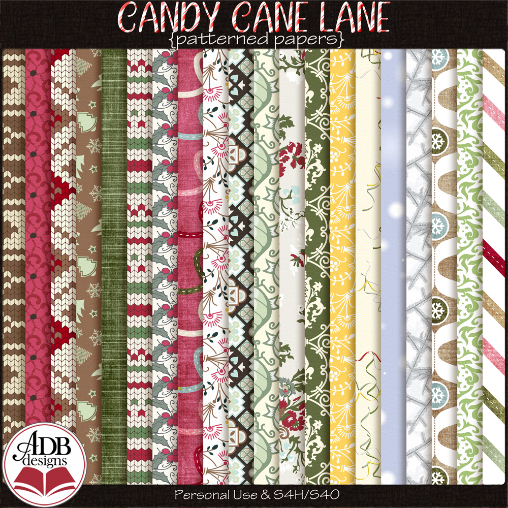 Candy Cane Lane Patterned Papers by ADB Designs