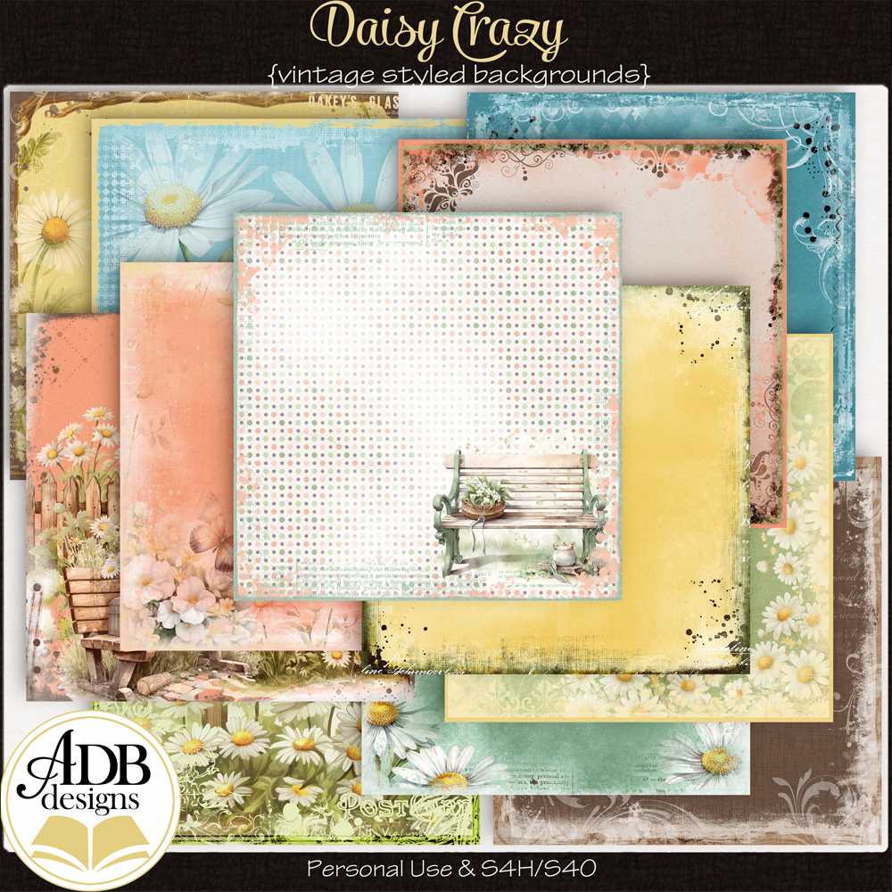 Daisy Crazy Vintage Styled Papers by ADB Designs