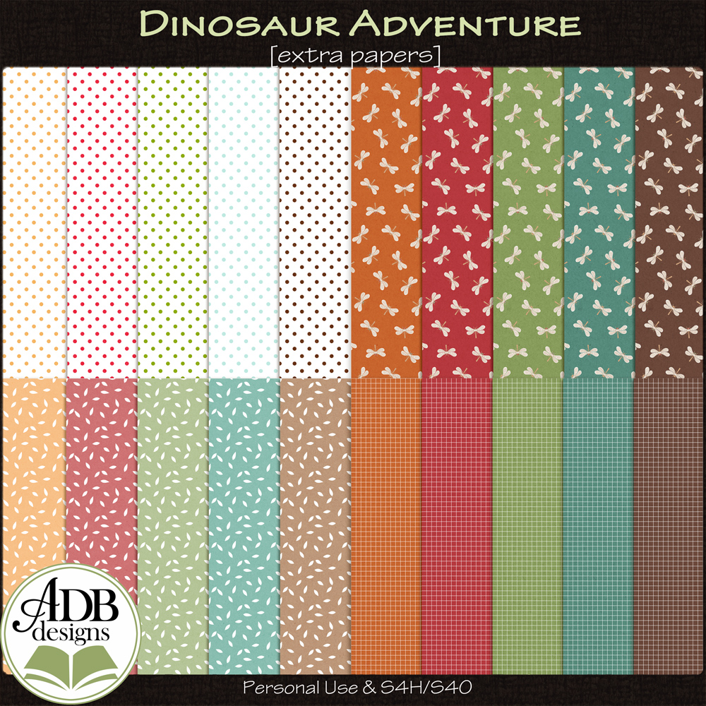 Dinosaur Adventure Extra Papers by ADB Designs