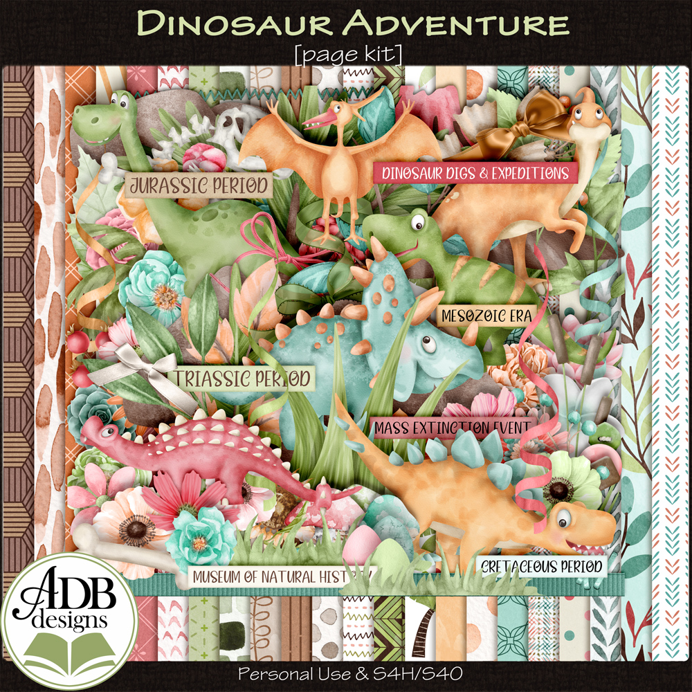 Dinosaur Adventure Page Kit by ADB Designs