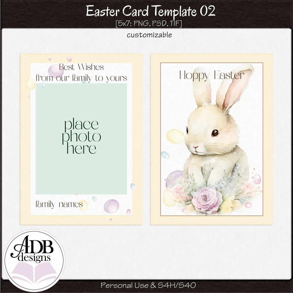 5" by 7" Easter Postcard Template 02 by ADB Designs