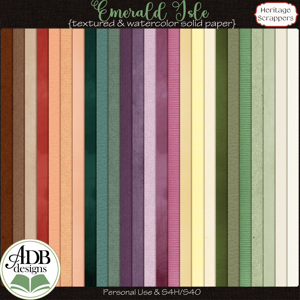 Emerald Isle Solid Papers by ADB Designs