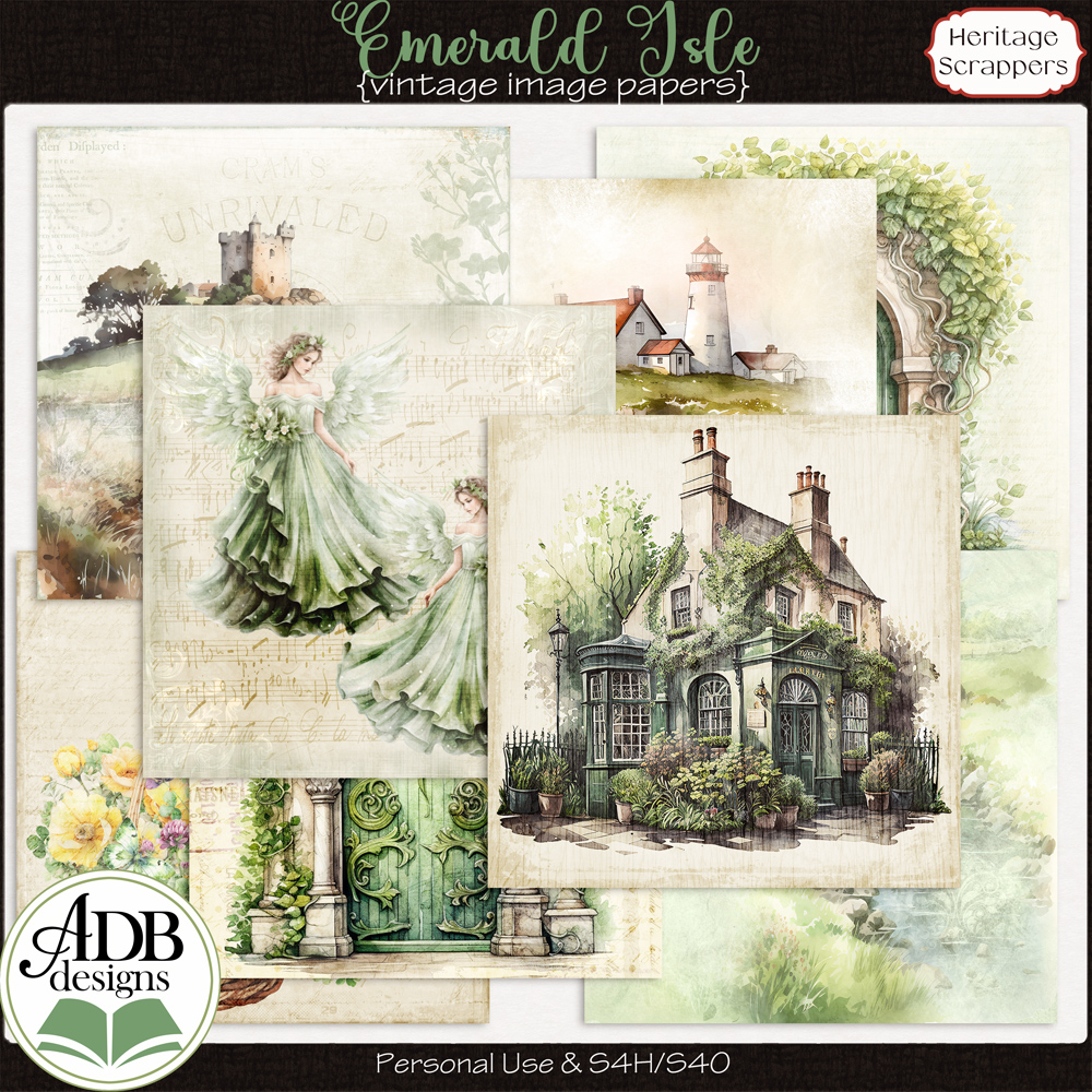 Emerald Isle Vintage Image Papers by ADB Designs