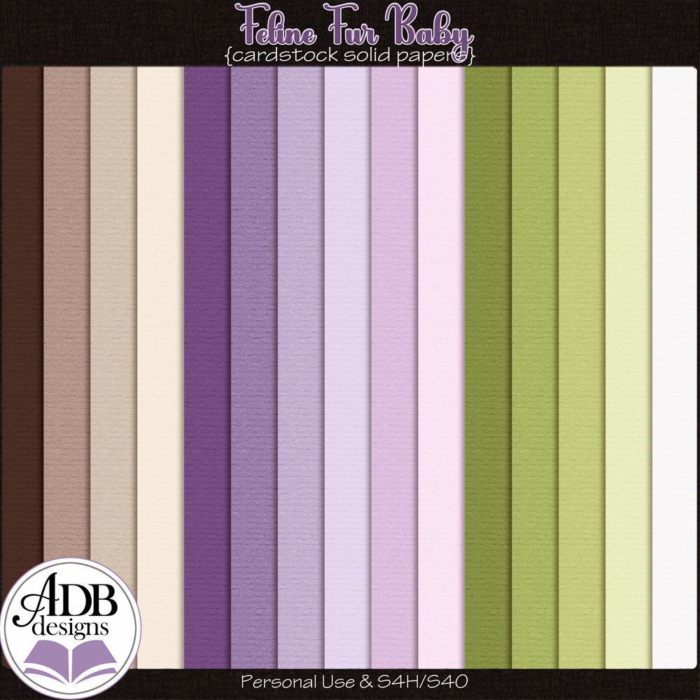 Feline Fur Baby Cardstock Solid Papers by ADB Designs