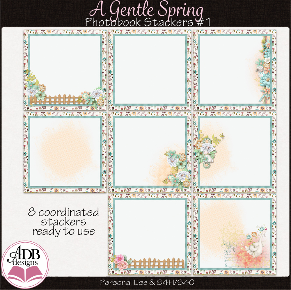 A Gentle Spring Photobook Stacked Papers Set 01 by ADB Designs