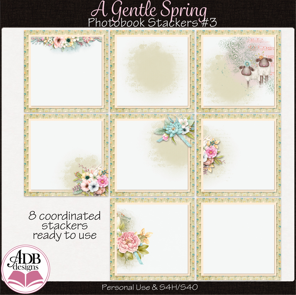 A Gentle Spring Photobook Stacked Papers Set 03 by ADB Designs