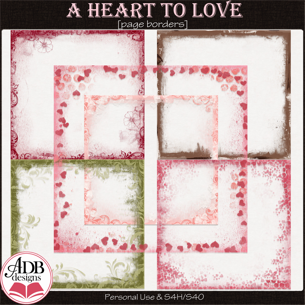 A Heart to Love Page Borders by ADB Designs