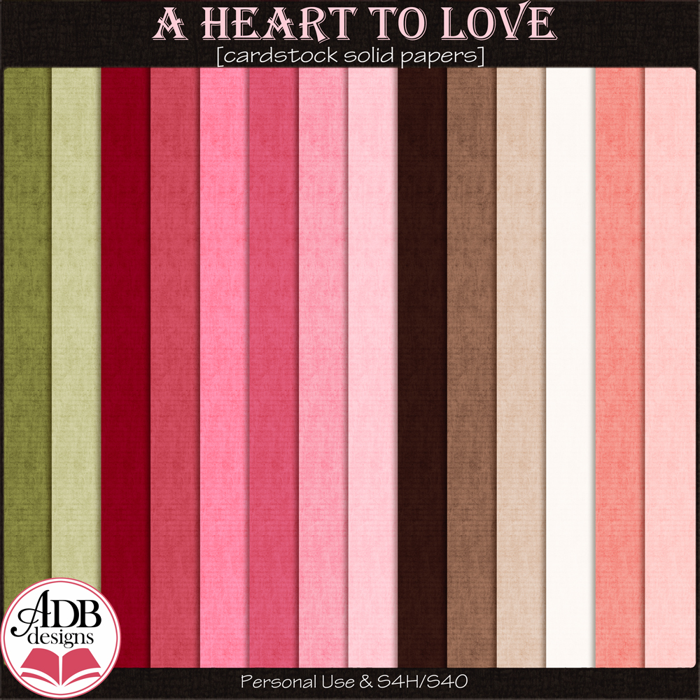 A Heart to Love Solid Papers by ADB Designs