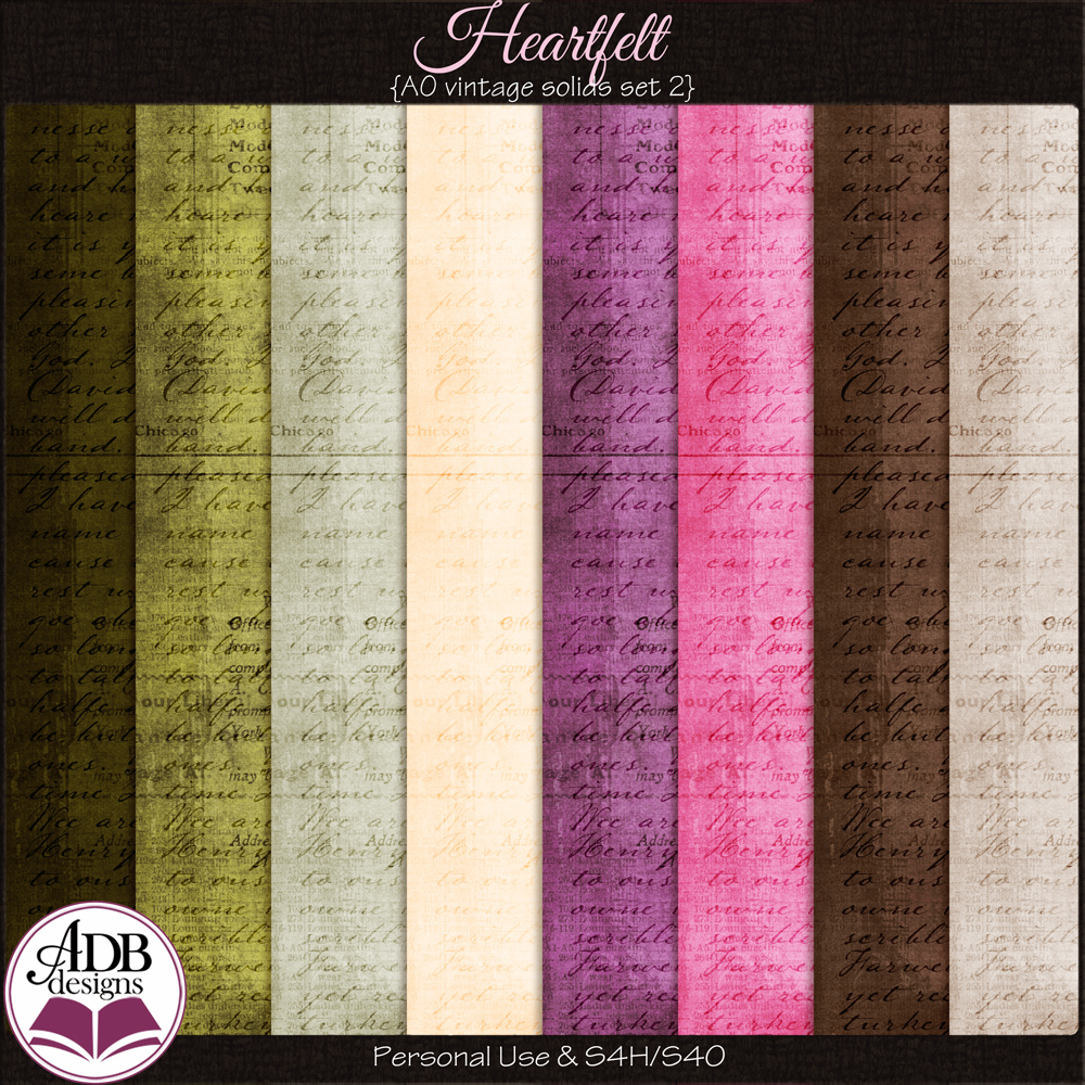 Heartfelt Add-On Shabby Solid Papers Set 2 by ADB Designs