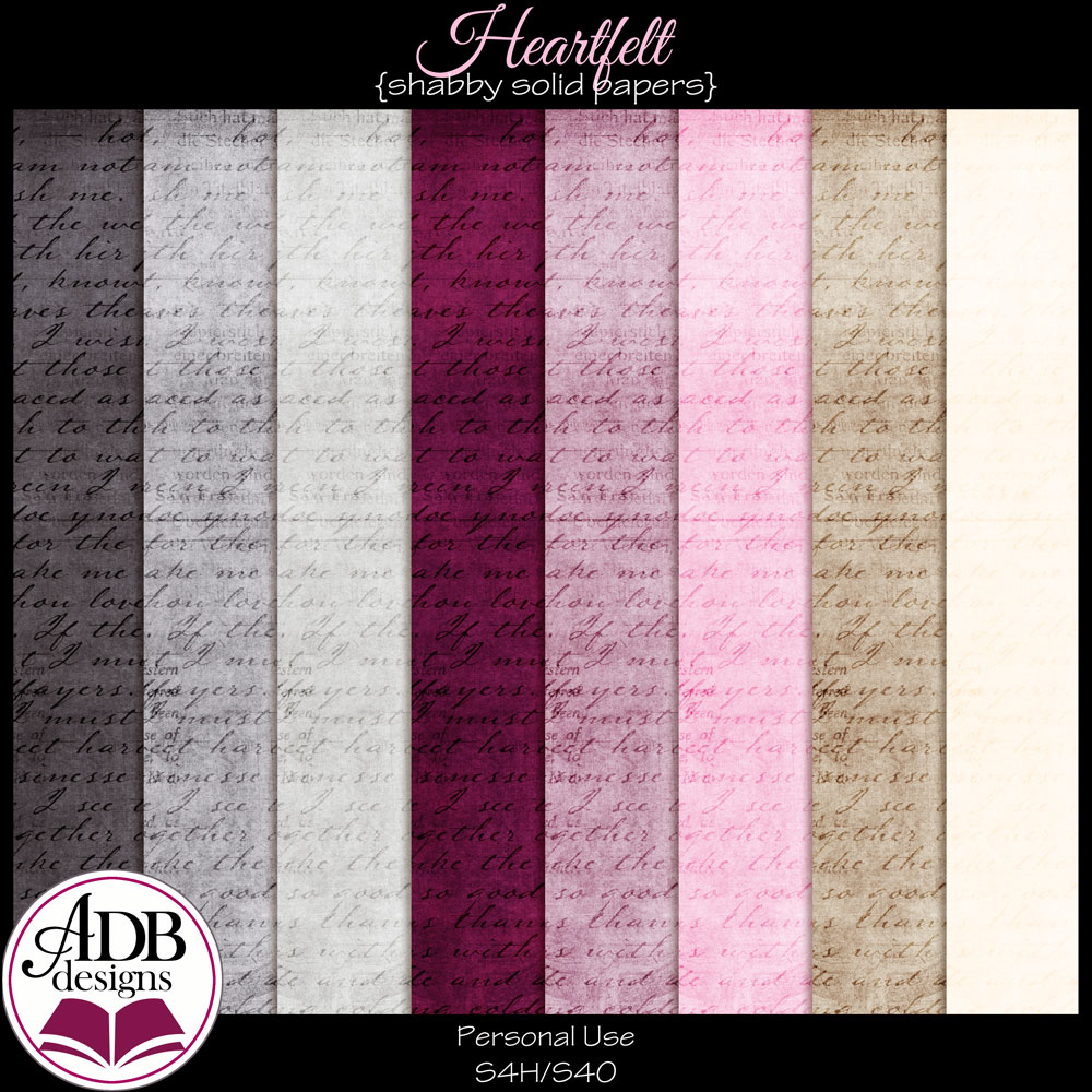 Heartfelt Shabby Solid Papers by ADB Designs