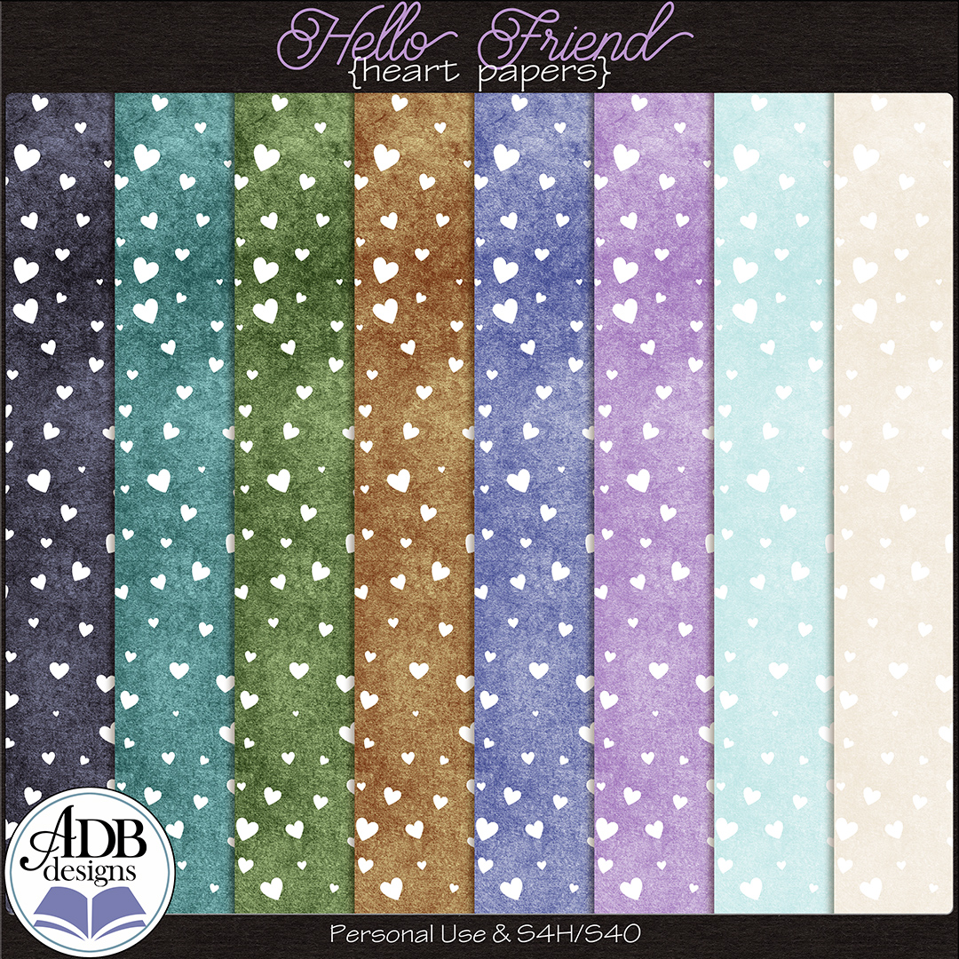 Hello Friend Heart Papers by ADB Designs