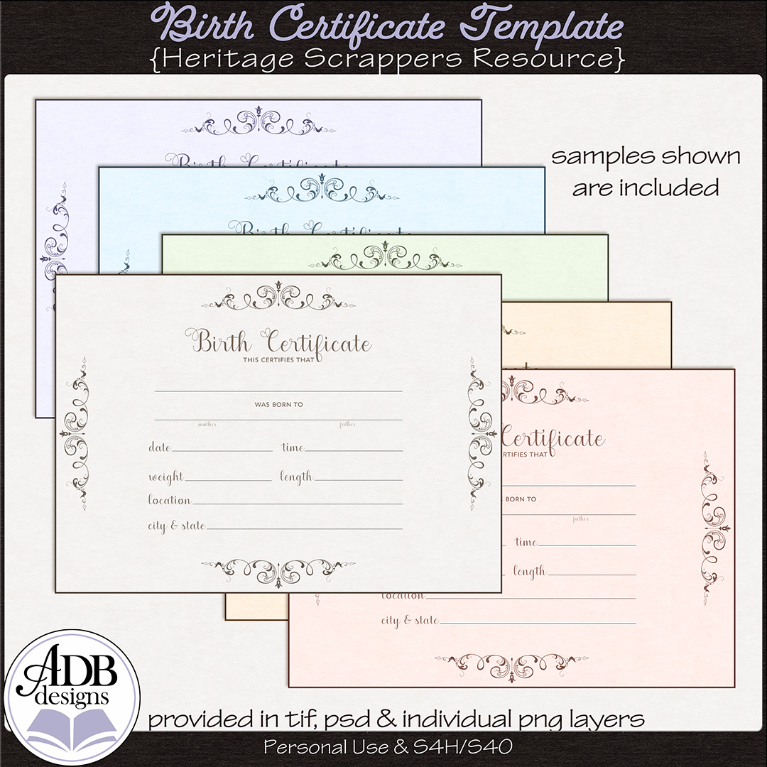 Heritage Resource Birth Certificate Template by ADB Designs