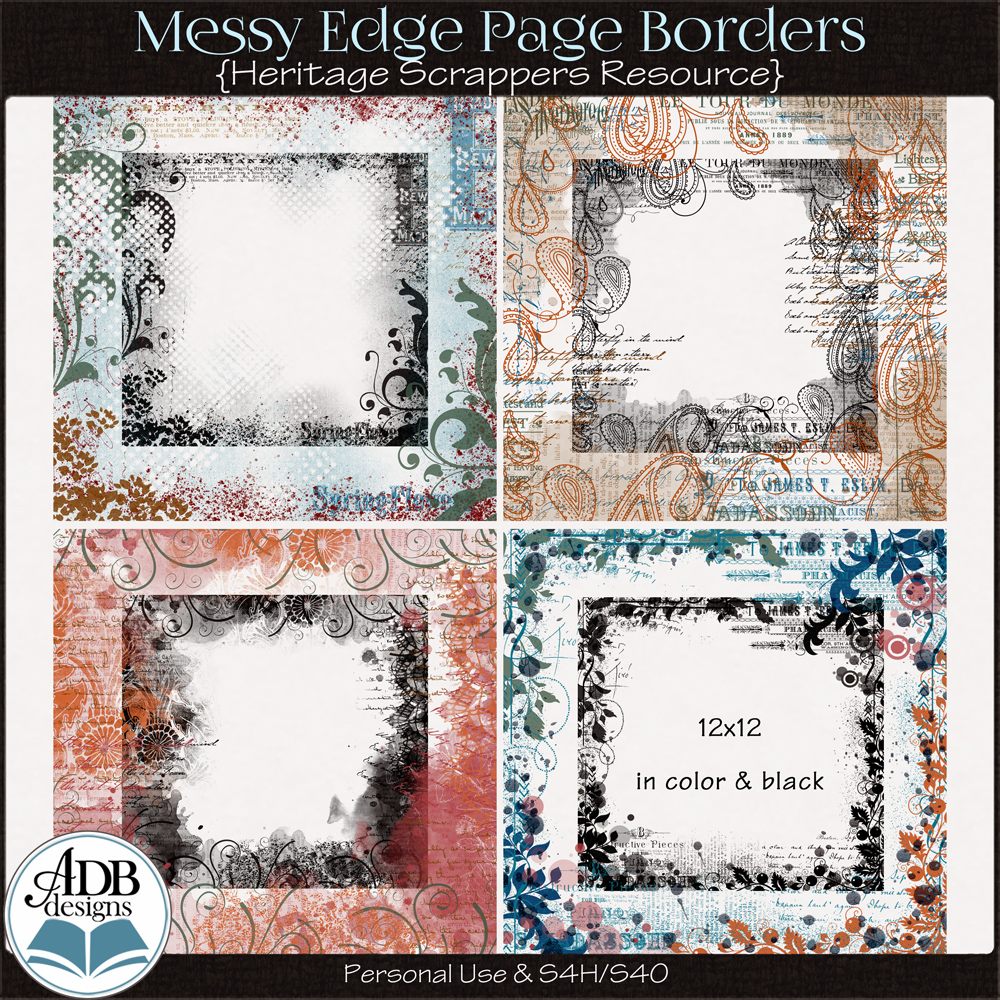 Heritage Resource Messy Edge Page Borders Vol 01 by ADB Designs