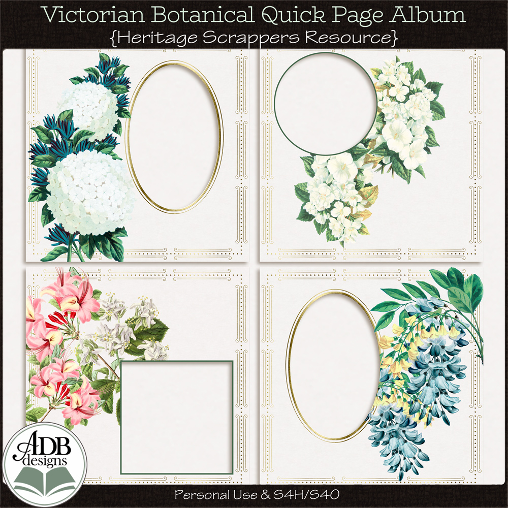 Heritage Resource Victorian Botanical Album Quick Pages by ADB Designs