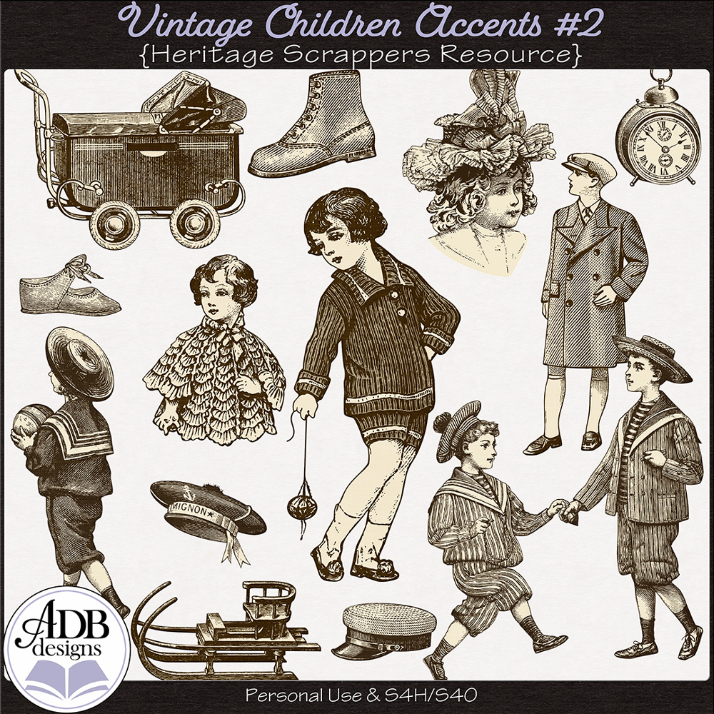 Heritage Resource Vintage Children Accents Set 02 by ADB Designs