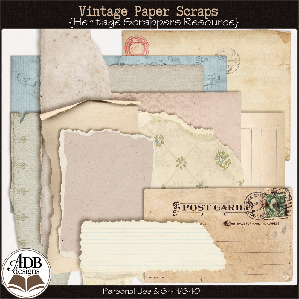 Heritage Resource Vintage Paper Scraps by ADB Designs