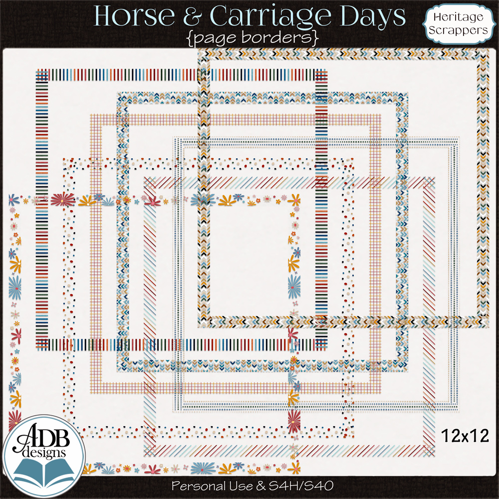 Horse & Carriage Days Page Borders by ADB Designs