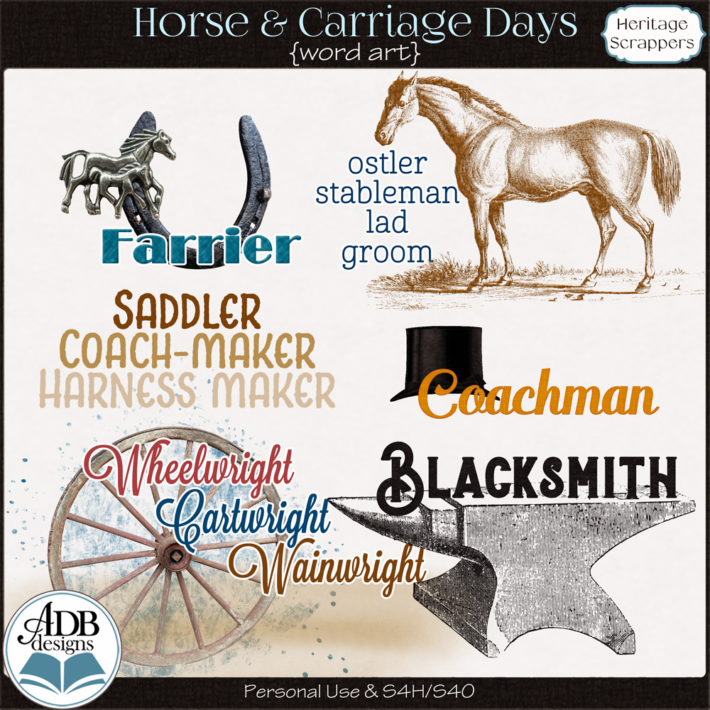 Horse & Carriage Days Word Art by ADB Designs