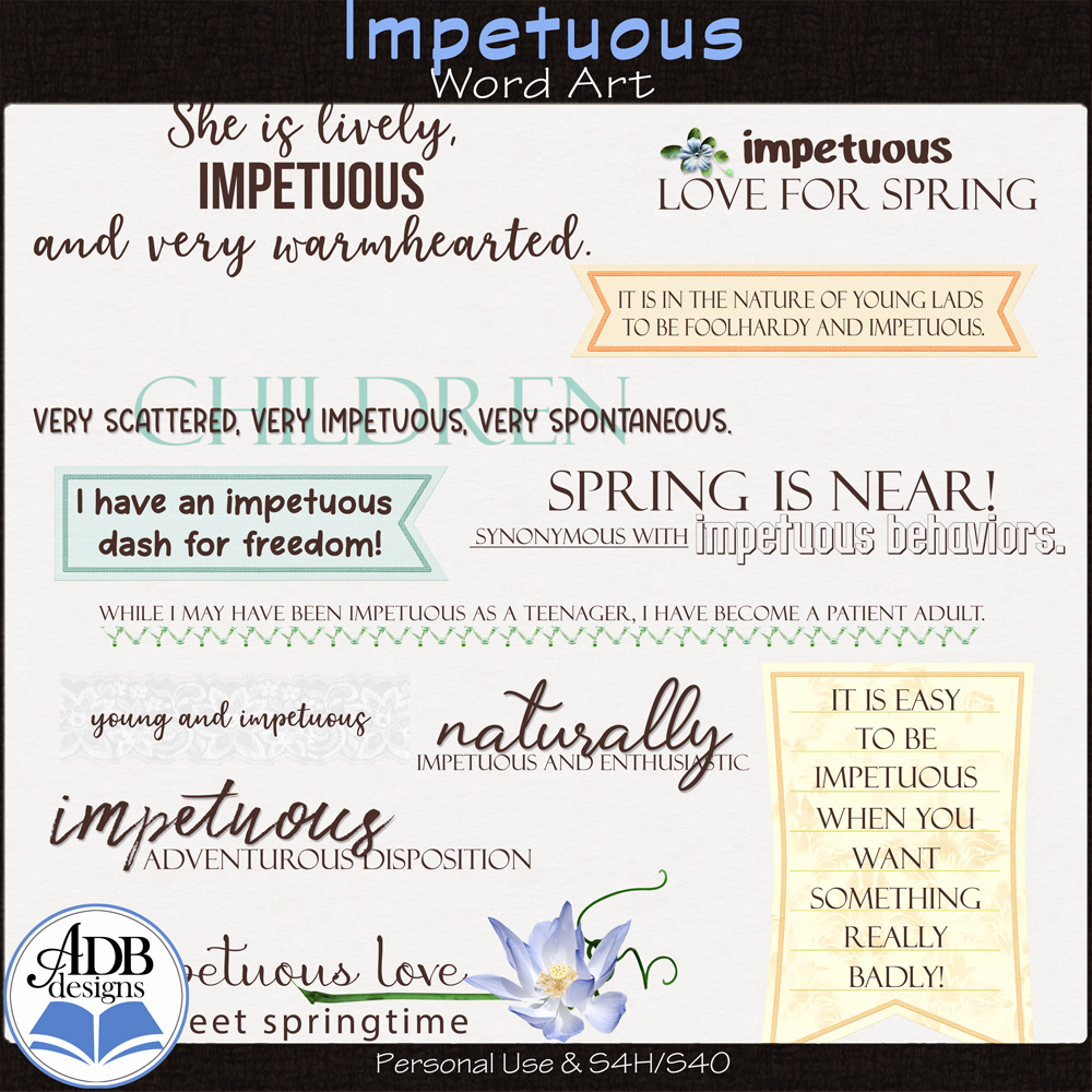 Impetuous Word Art by ADB Designs