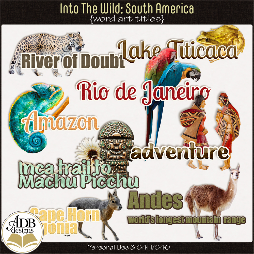 Into The Wild South America Word Art by ADB Designs