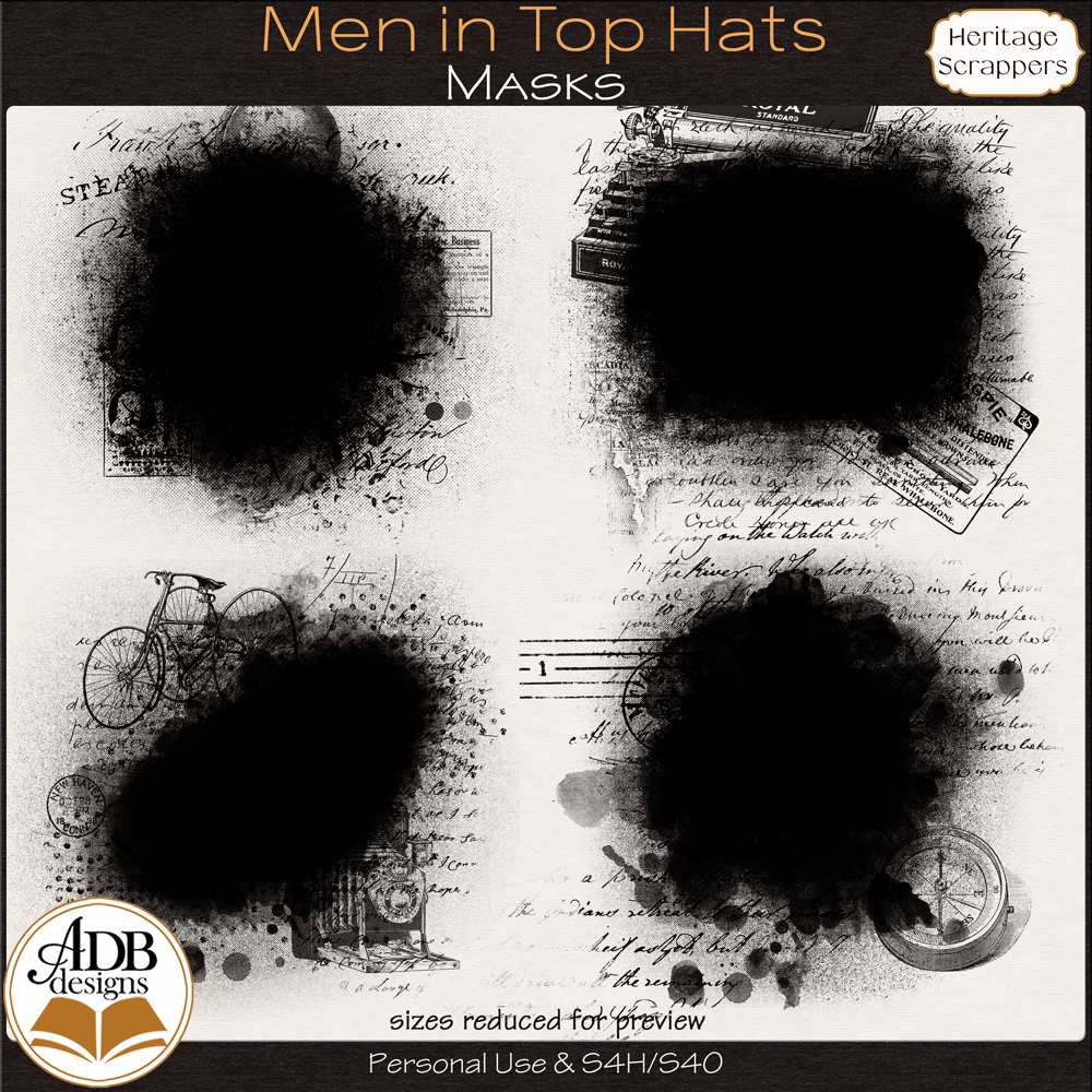 Men in Top Hats Masks by ADB Designs