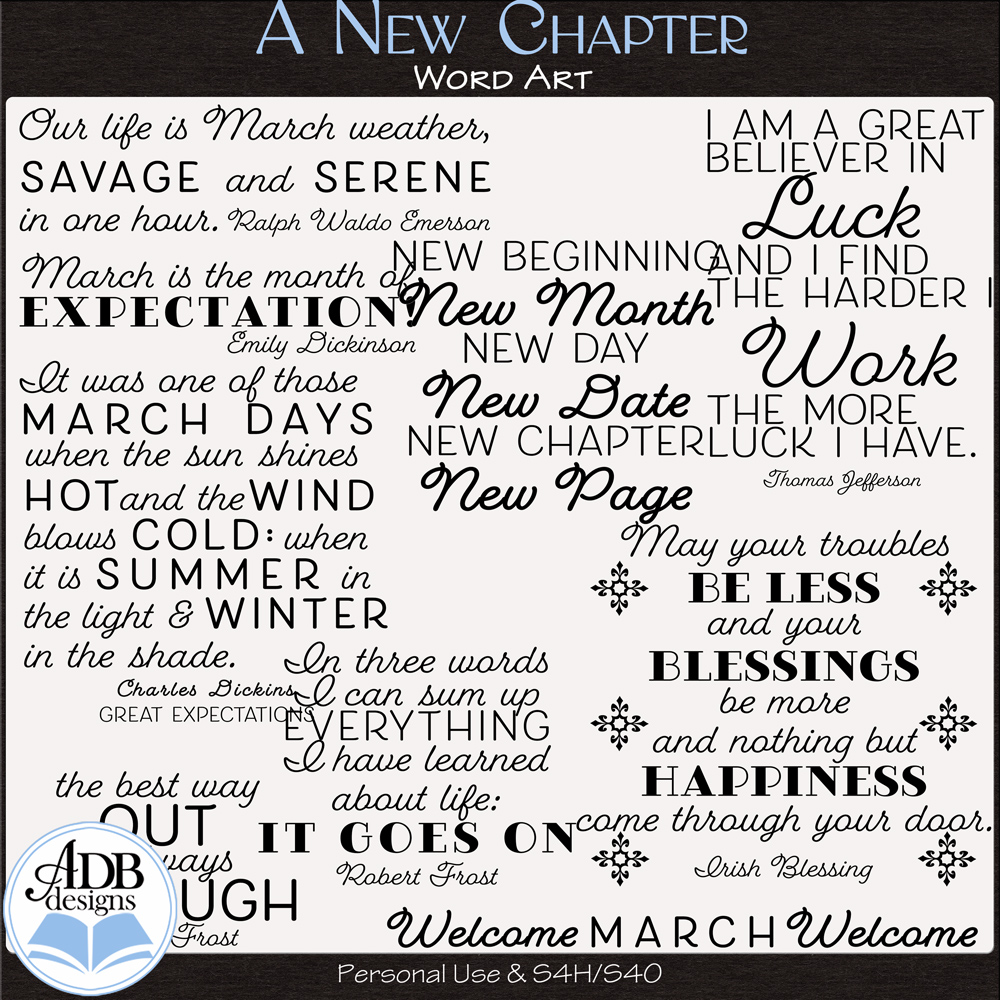 A New Chapter Word Art by ADB Designs