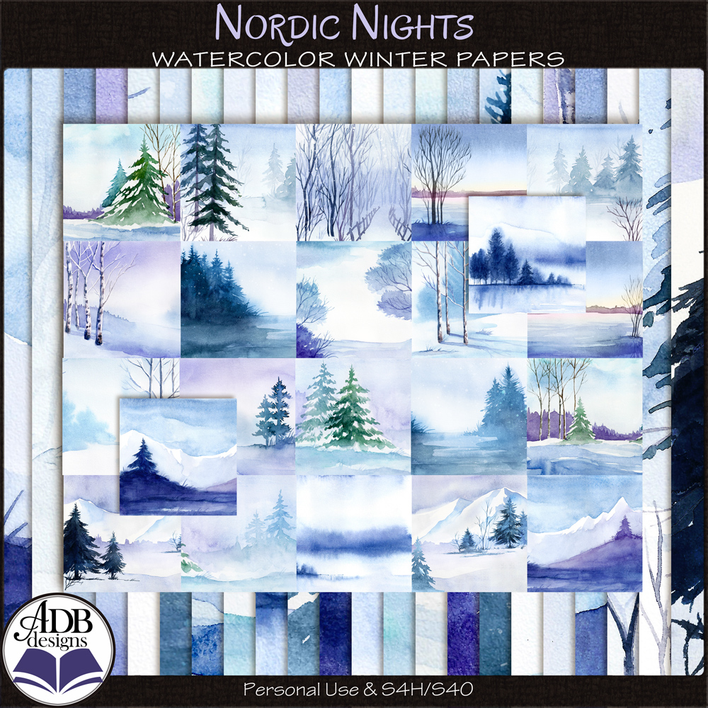 Nordic Nights Watercolor Papers by ADB Designs