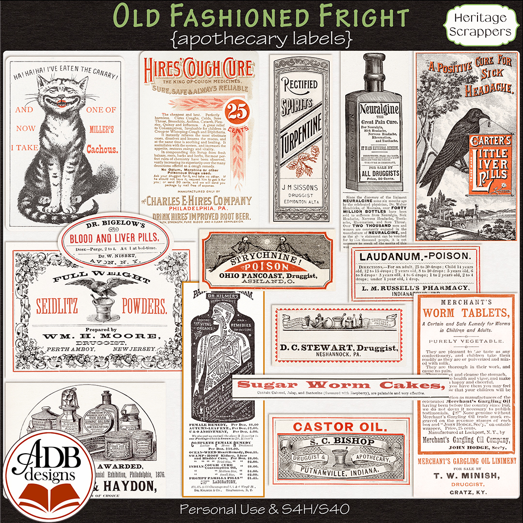 Old Fashioned Fright Heritage Labels by ADB Designs