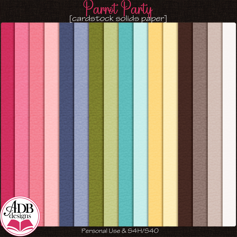 Parrot Party Cardstock Solid Papers by ADB Designs