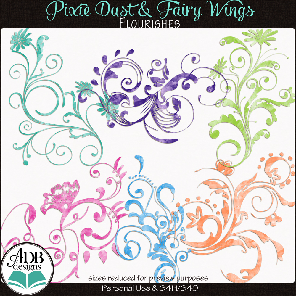 Pixie Dust & Fairy Wings Flourishes by ADB Designs