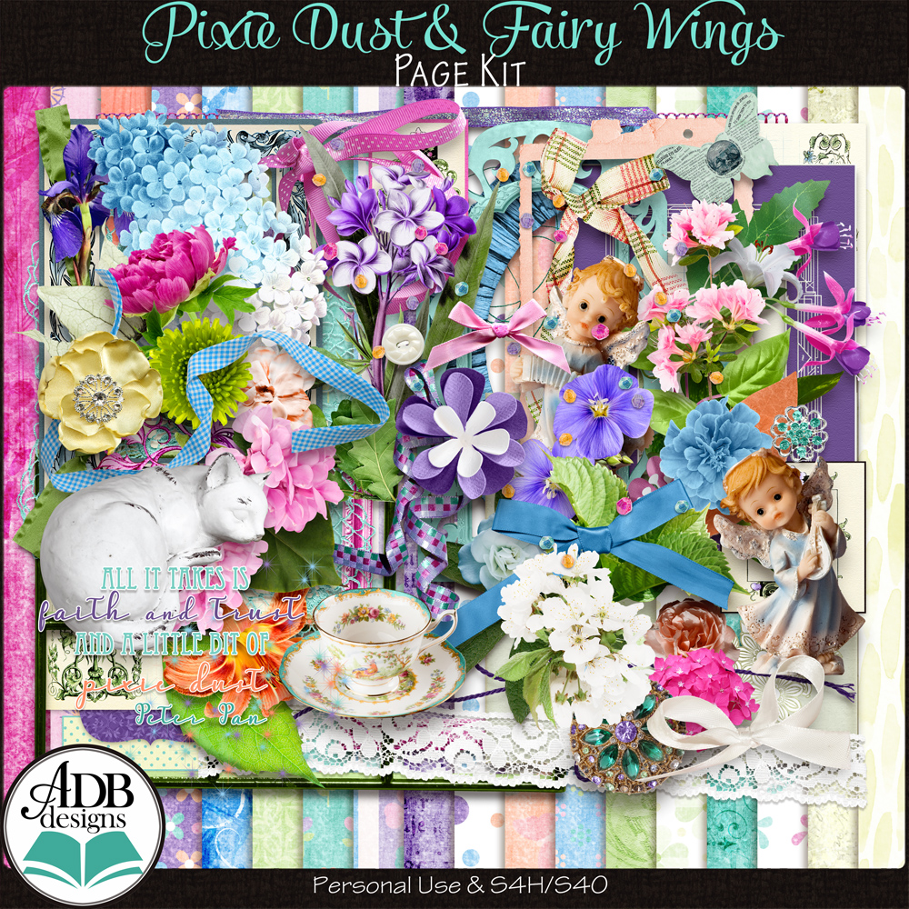 Pixie Dust & Fairy Wings Page Kit by ADB Designs