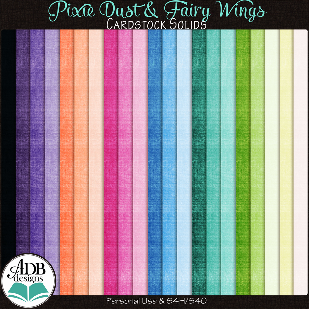 Pixie Dust & Fairy Wings Solid Papers by ADB Designs