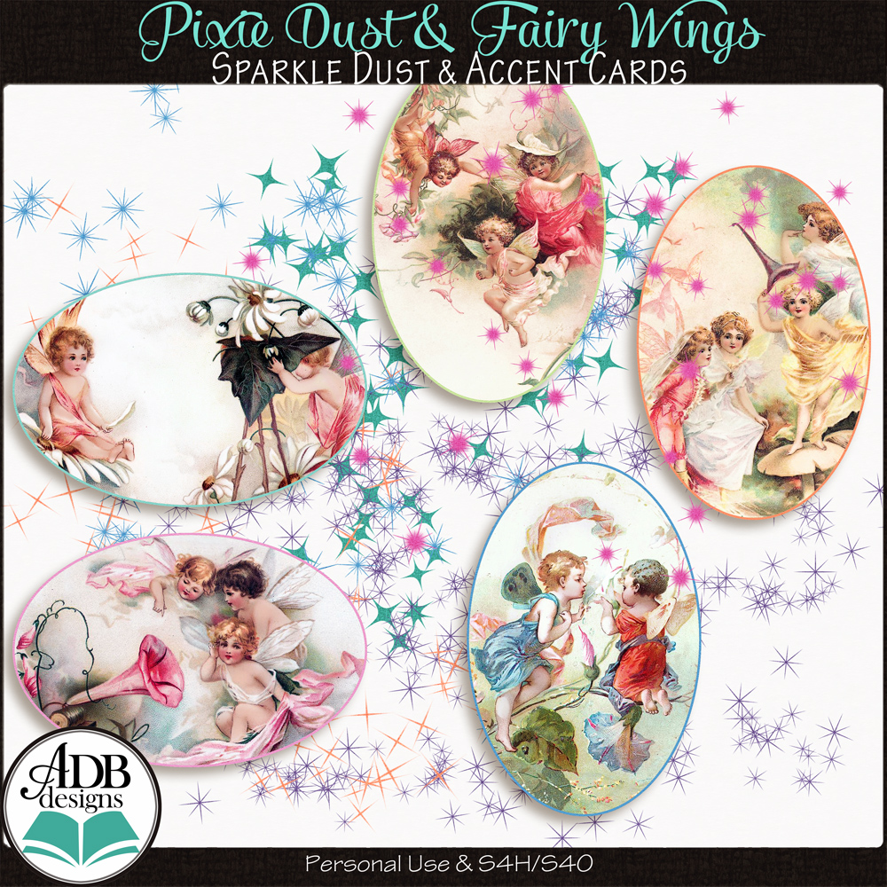 Pixie Dust & Fairy Wings Sparkle Dust Scatters & Accent Cards by ADB Designs