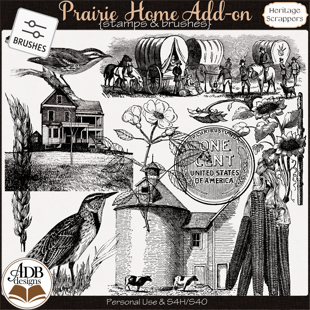 Prairie Home Add-On Stamps & Brushes by ADB Designs