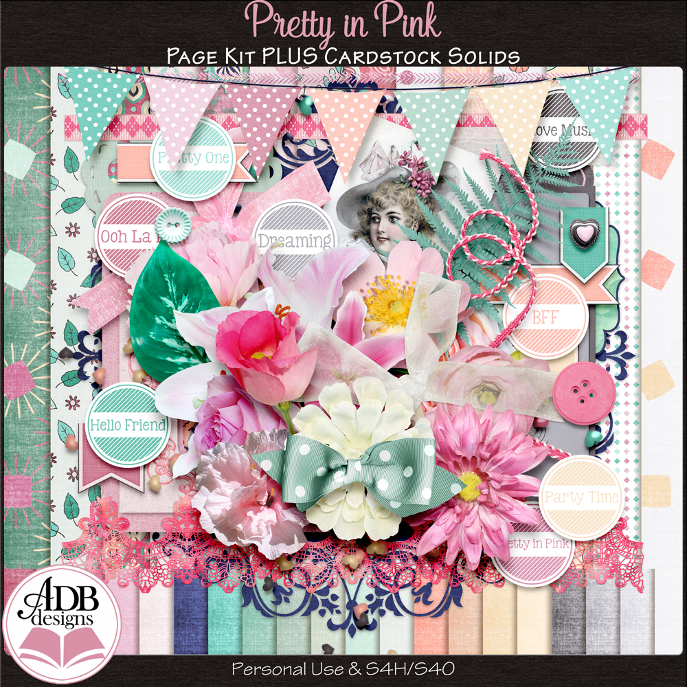 Pretty in Pink Page Kit with Cardstock Solids by ADB Designs